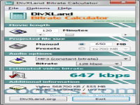 DivXLand Bitrate Calculator 2.9 screenshots