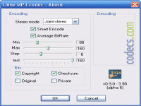 LAME ACM MP3 Codec 3.99.5 screenshots