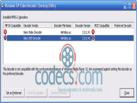 Windows XP Video Decoder Checkup Utility 1.0.0.1 Screenshot