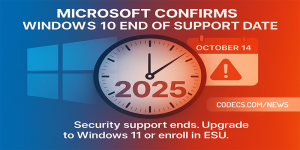 Microsoft Confirms Windows 10 End of Support Date: October 14, 2025 Screenshot